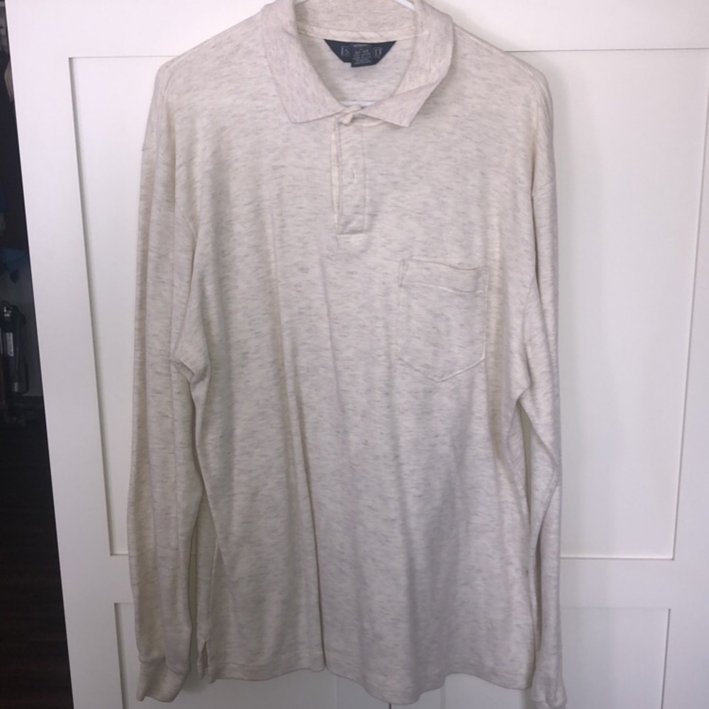 Lands’ End Cream Long Sleeve Shirt